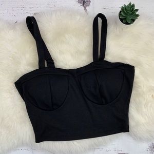 Black Cotton Padded Crop Top Bralette